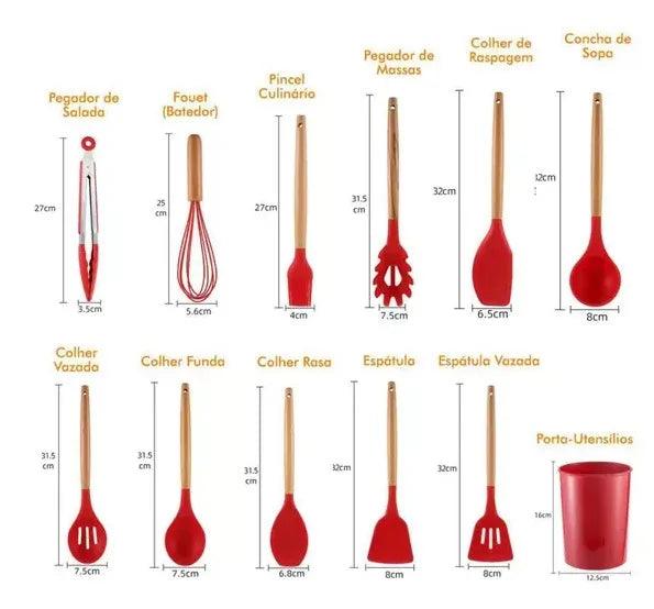 CookPro 12 Peças - Kit de Utensílios de Cozinha em Silicone