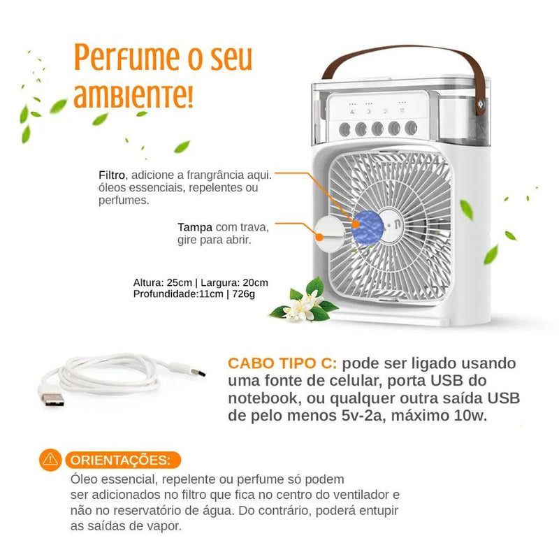 Mini Ventilador e Umidificador Portátil